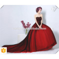 2016 Elegante Design Elegante Off Shoulder Wine Vermelho Seda Luxo Vestido de Cerimônia de Vestido de Noite